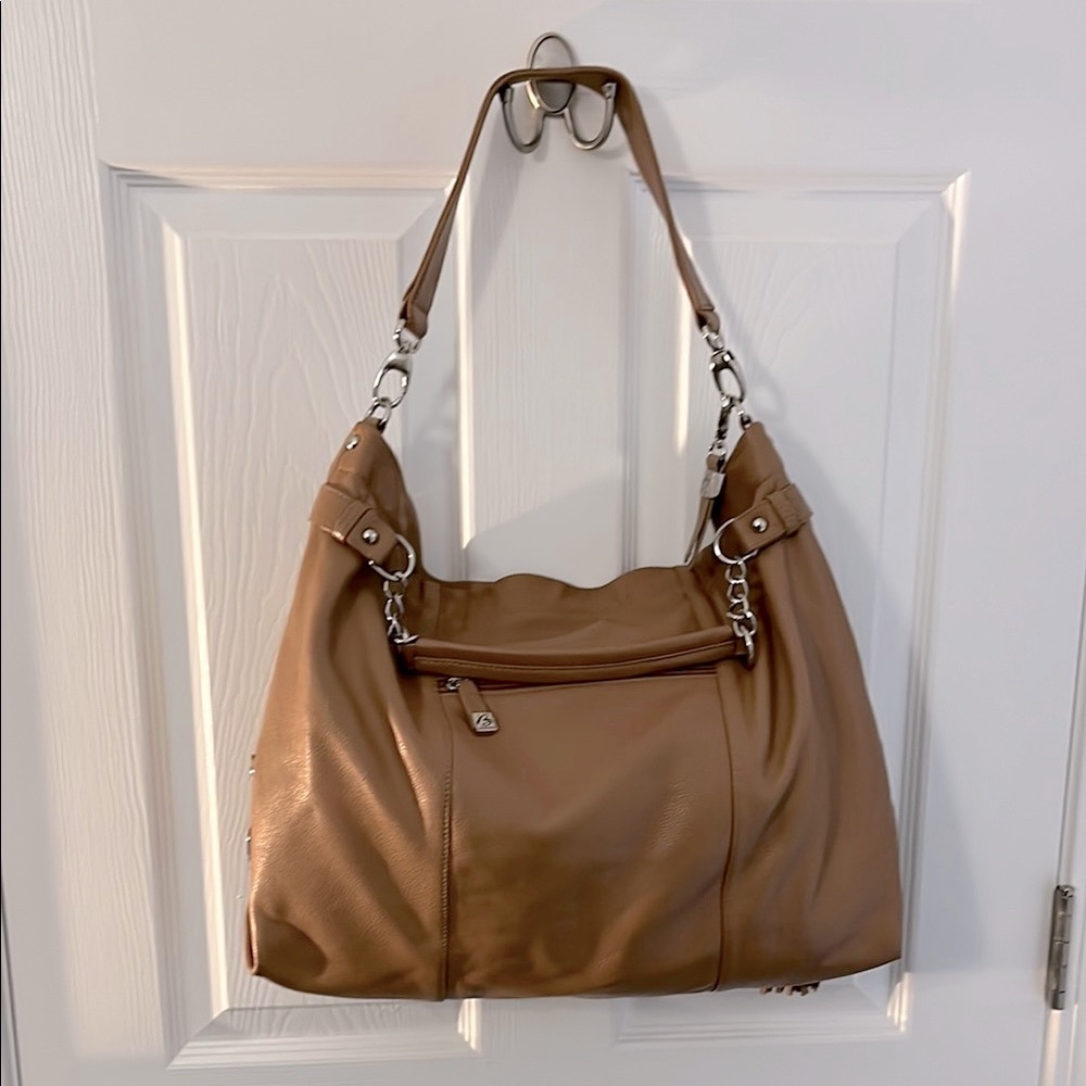 B-Collective by Buxton Elegant Tan Leather Large Hobo Shoulder Bag - Picture 2 of 16
